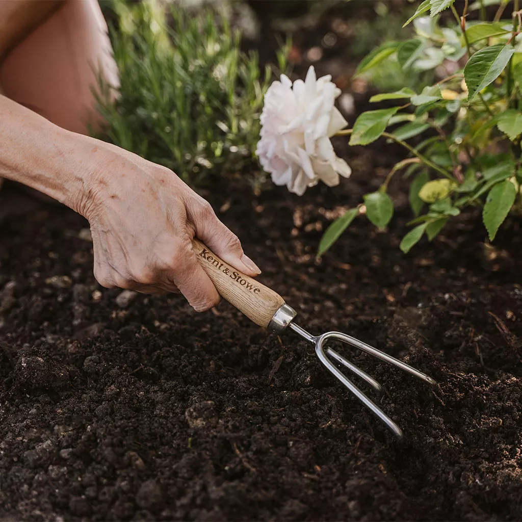 Kent and Stowe Stainless Steel Hand 3 Prong Cultivator - Image 3