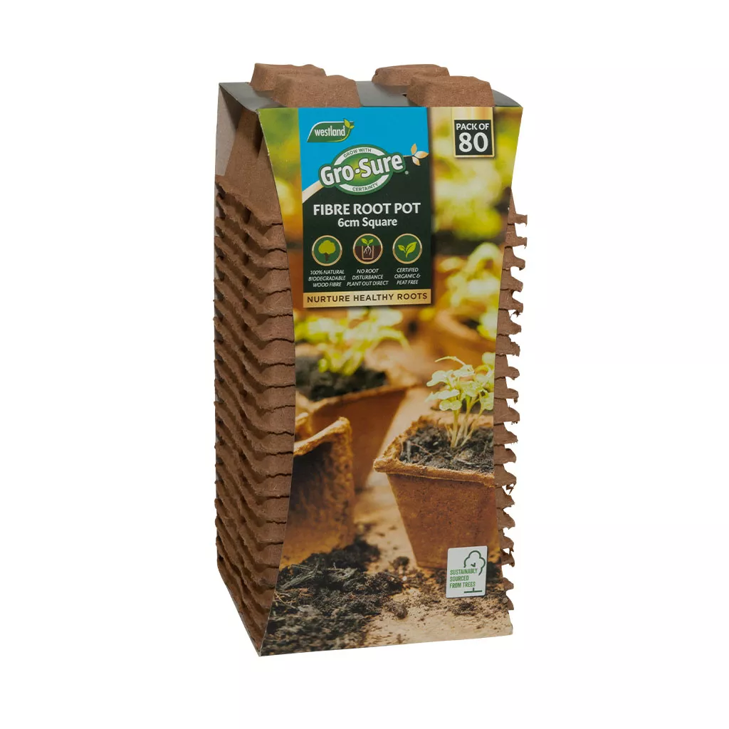 Gro-Sure Fibre Pots Square 6cm 80pk - Image 3