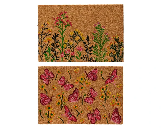 Outdoor Doormat With Coir - Flower All Over or Butterfly Allover