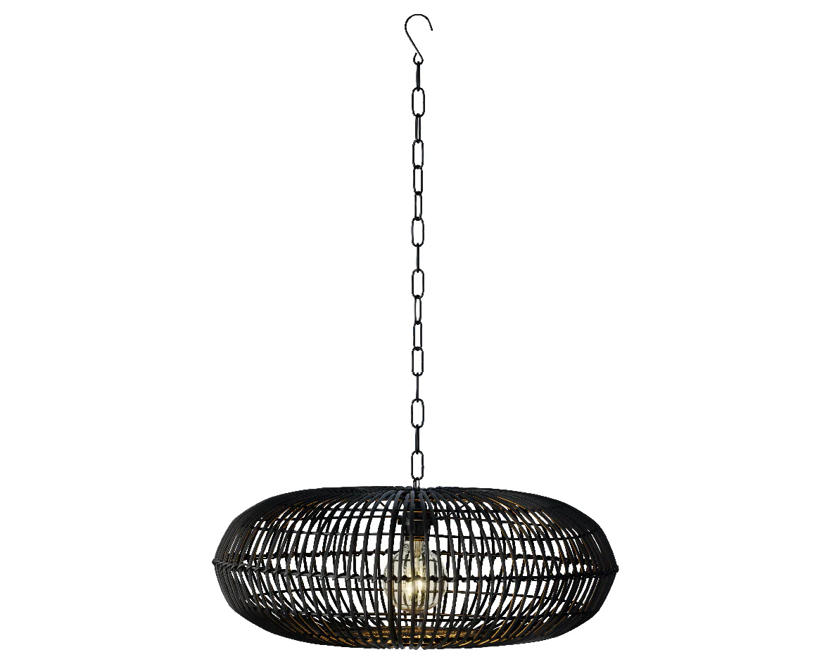 Lumino - Premium Wicker Solar Pendant - Black - Image 2