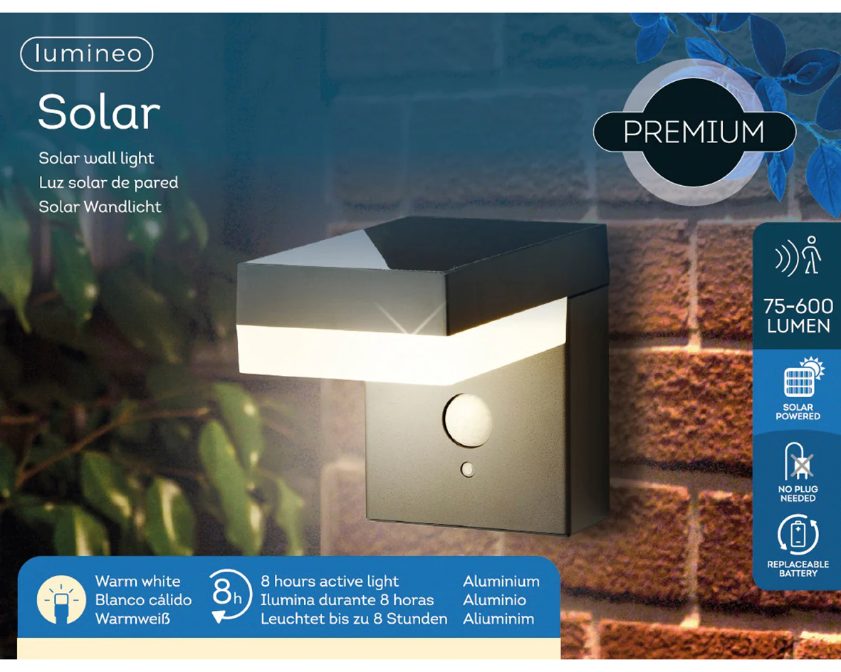 Lumino - Premium Solar Wall Light - Stainless Steel - Image 5