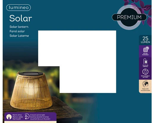 Lumino - Premium Solar Wicker Lantern - Natural - Image 4