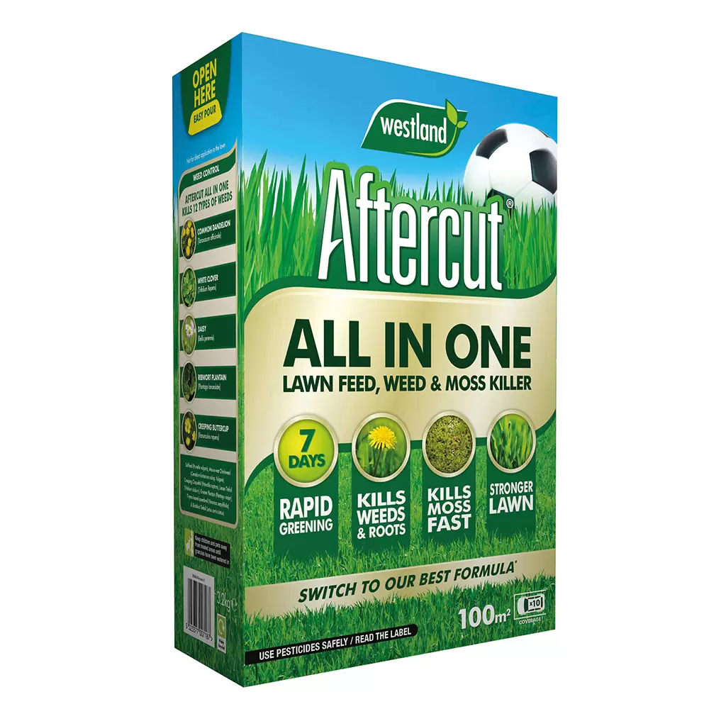 Westland Aftercut All in One Lawn Feed, Weed and Moss Killer 80sqm +20% Extra Box