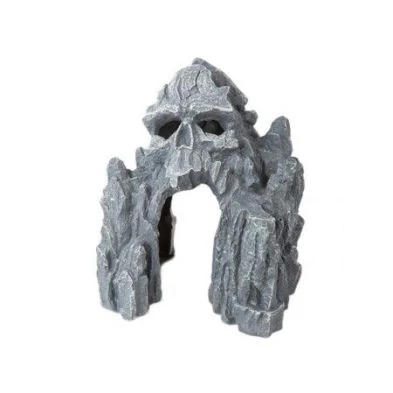 Aquarium Ornament Grey Rock Form With Face