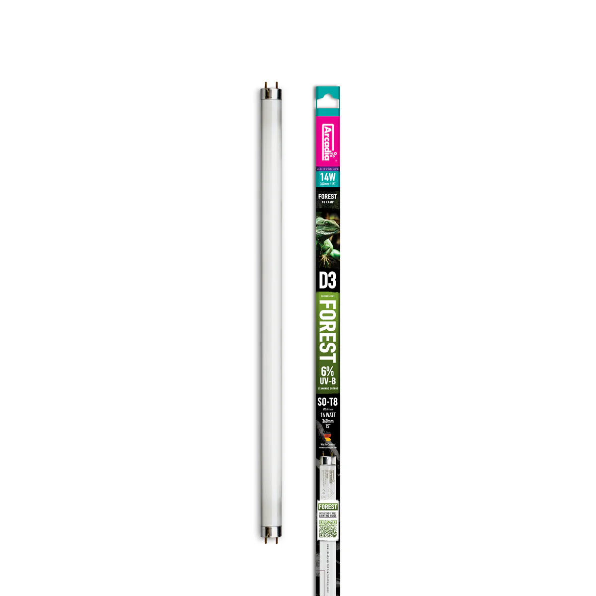 Arcadia D3+ Reptile Lamp 6% UVB 38cm 14w