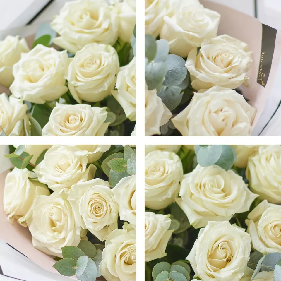 Beautifully Simple White Rose Bouquet - Image 2