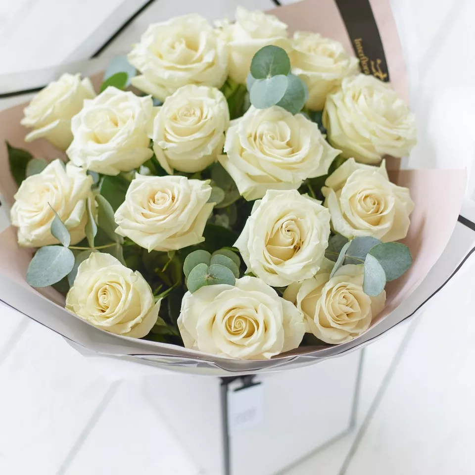 Beautifully Simple White Rose Bouquet - Image 3