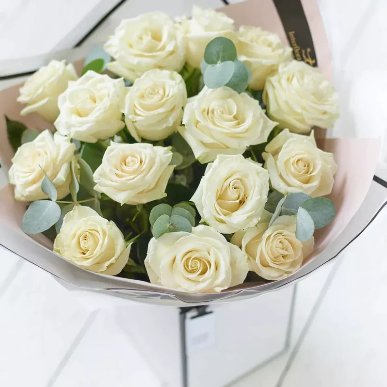 Beautifully Simple White Rose Bouquet - Image 3