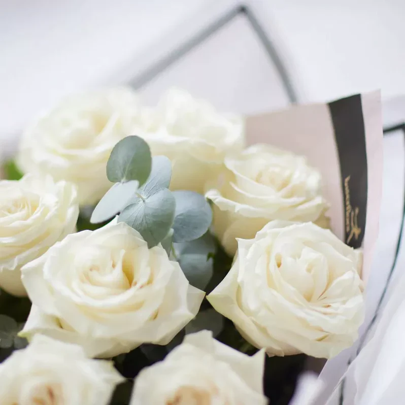 Beautifully Simple White Rose Bouquet - Image 4