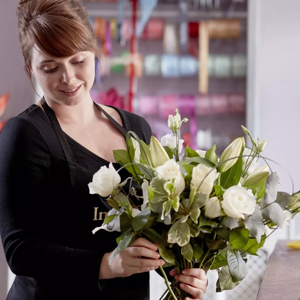 Birthday White Rose and Lily Bouquet - Image 3