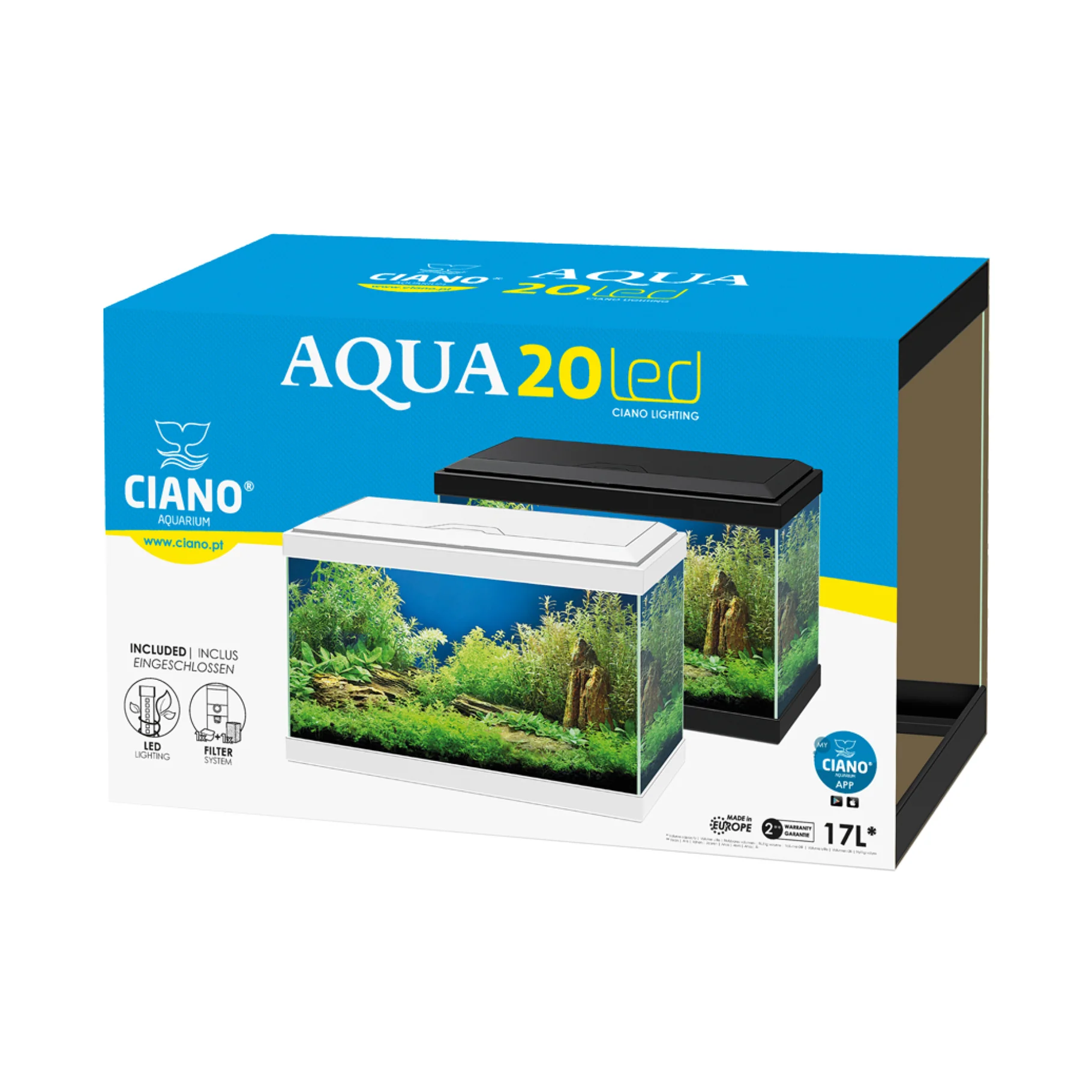 Ciano Aqua 20 LED Black With Light 17 Litre - Image 2
