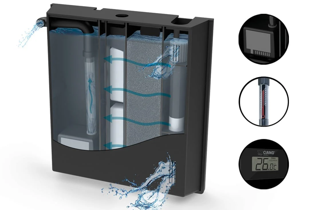 Ciano Aquarium Aqua 80 LED Black with LED Lights & Black Lid and Filter 71 Litre - Image 5
