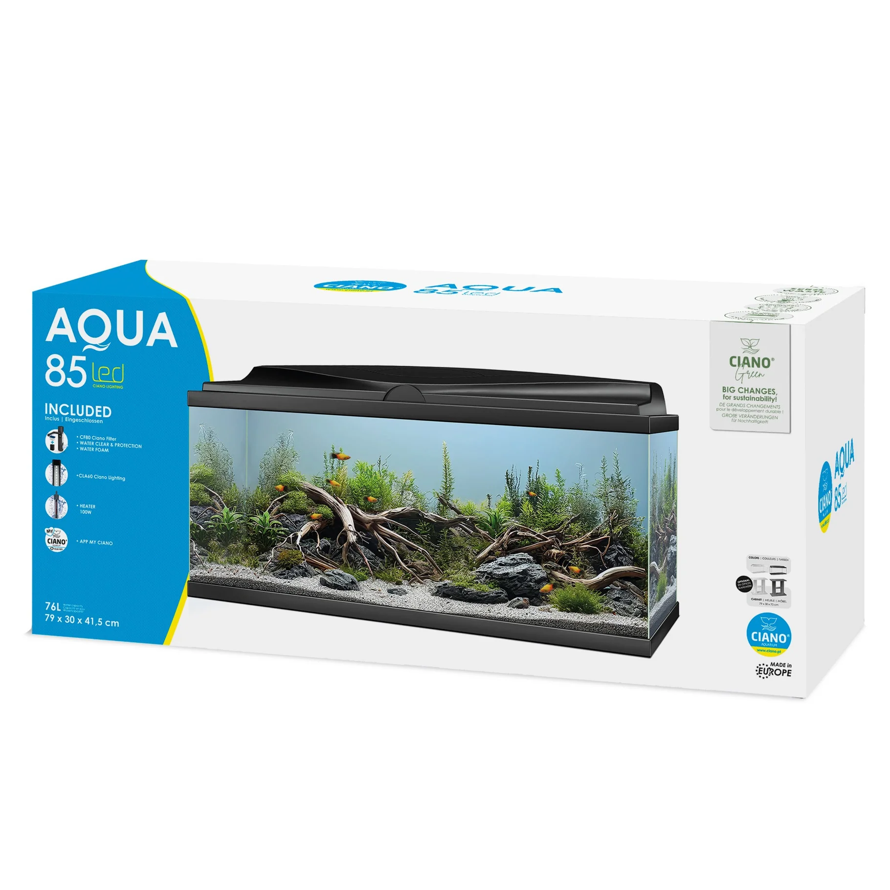 Ciano Aqua 85 LED Black 74 Litre - NEW MODEL - Image 4