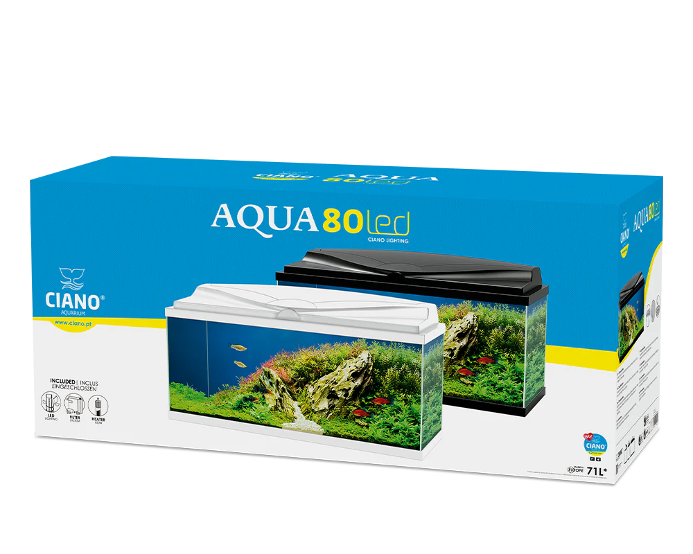 Ciano Aquarium Aqua 80 In White With LED Lights & White Lid 71 Litre - Image 3