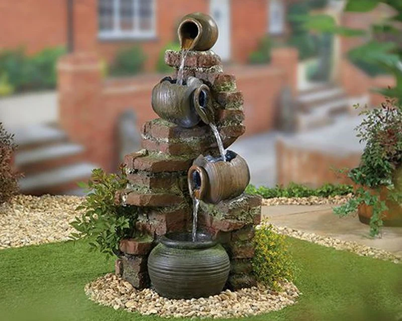 Flowing Jugs Water Feature with LED Lights
