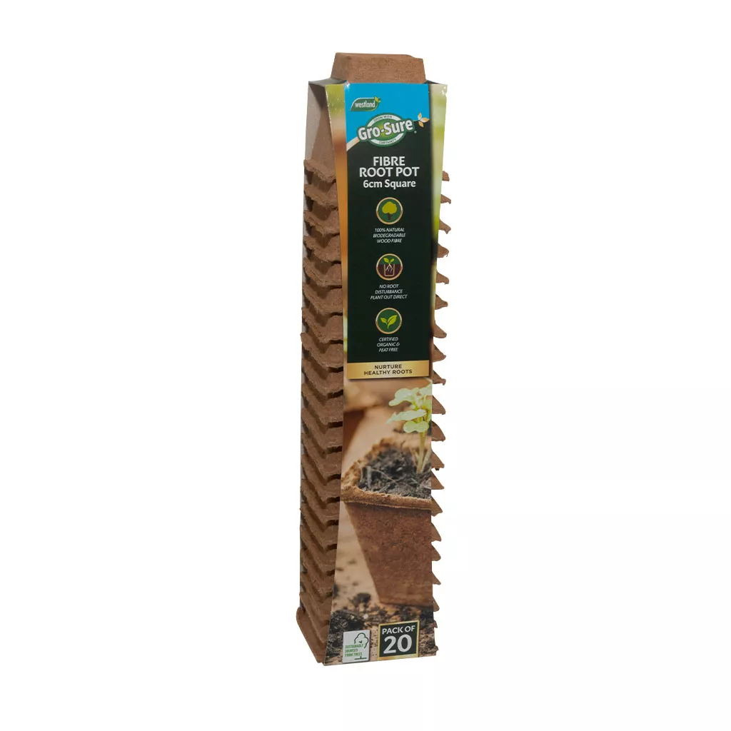 Gro-Sure Fibre Pots Square 6cm 20pk - Image 2