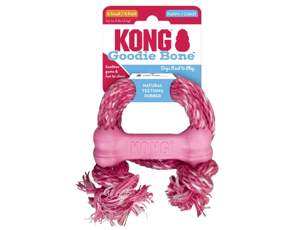 Kong Puppy Goodie Bone With Rope Extra Small