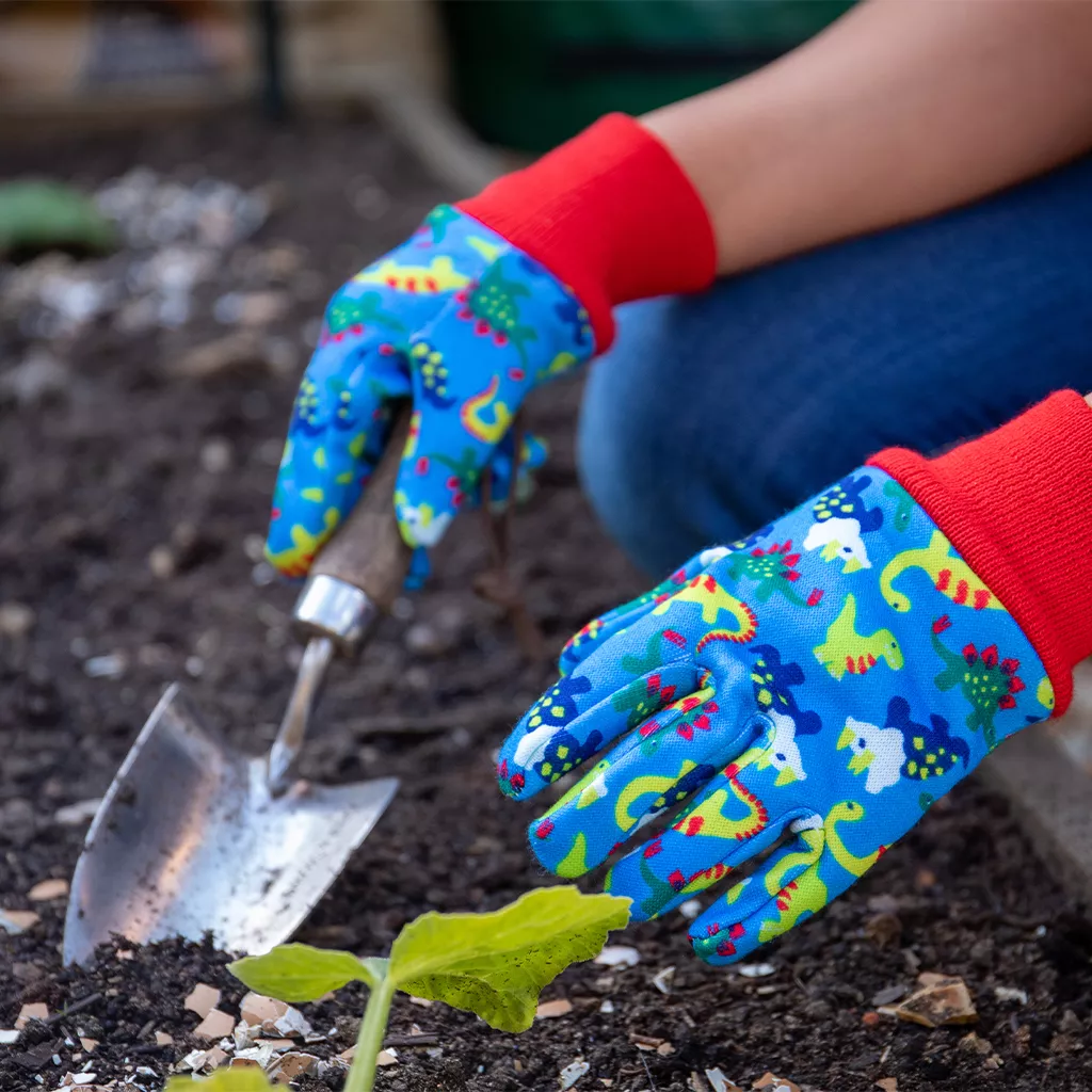 Kent & Stowe Blue Dinosaur Kids Gardening Glove - Image 2