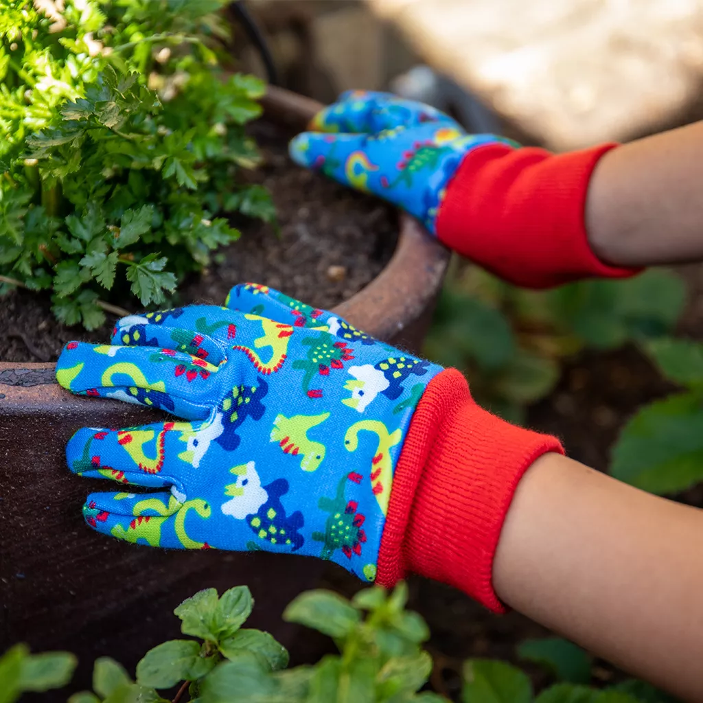 Kent & Stowe Blue Dinosaur Kids Gardening Glove - Image 4