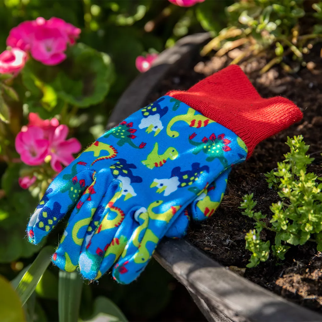 Kent & Stowe Blue Dinosaur Kids Gardening Glove - Image 5