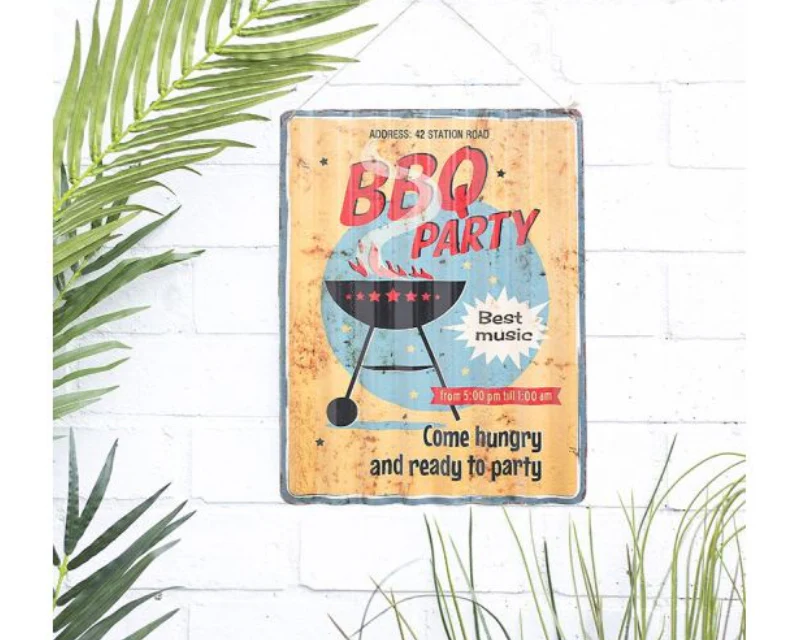 La Hacienda Embossed Sign "BBQ Party"