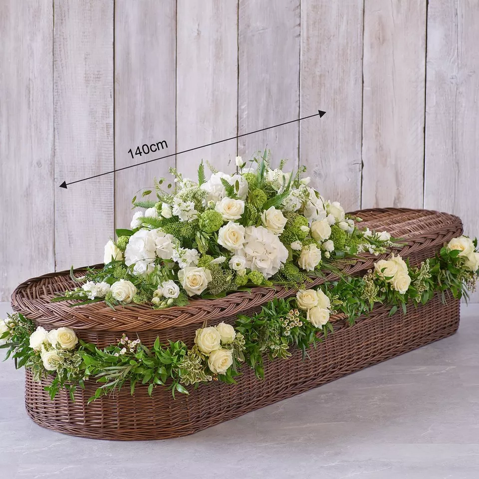 Large White Casket Spray with Rose Garland - Image 2