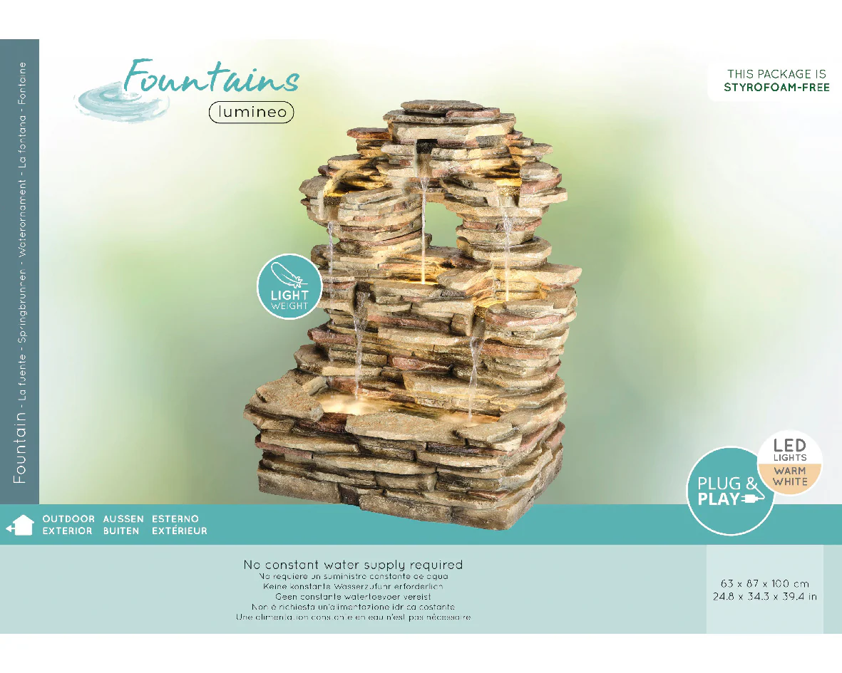 Natural Cascading Rock Water Feature - 100cm - Image 2