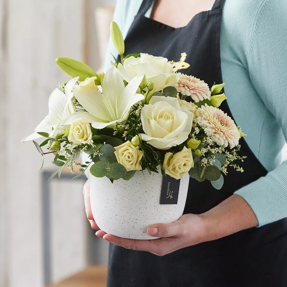 Neutrals arrangement made with the finest flowers