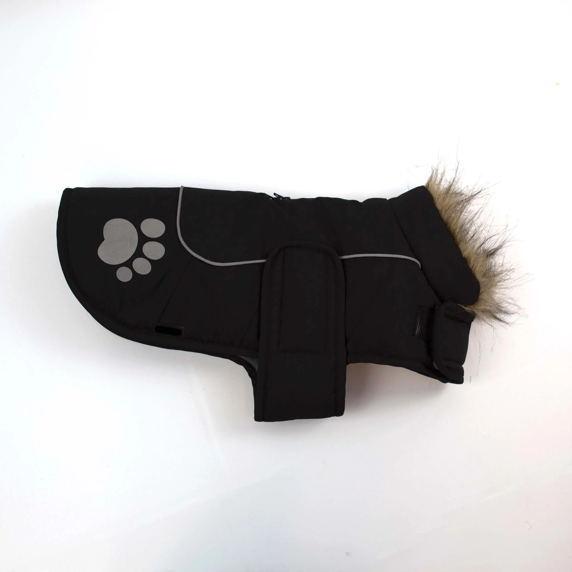 Paw Print Dog Jacket Black Sml