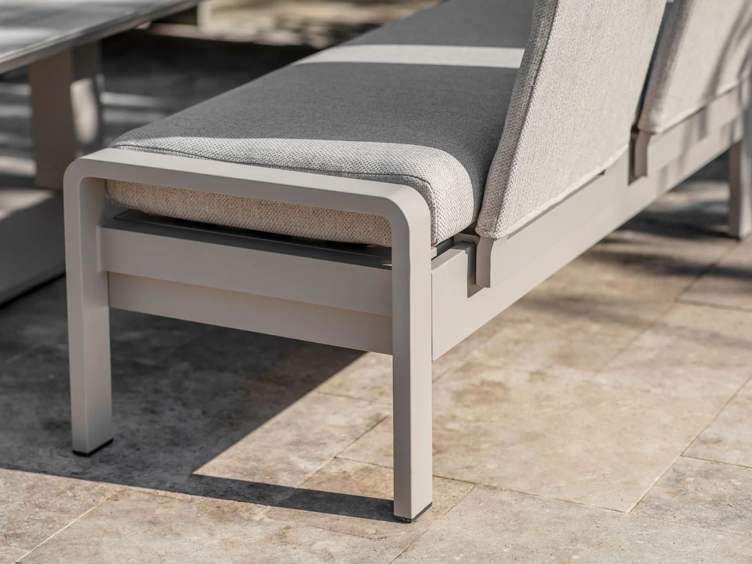 Prague L Shape Sofa with Piston Adjustable Rectangle Table, Bench & Chair - Latte - Image 4