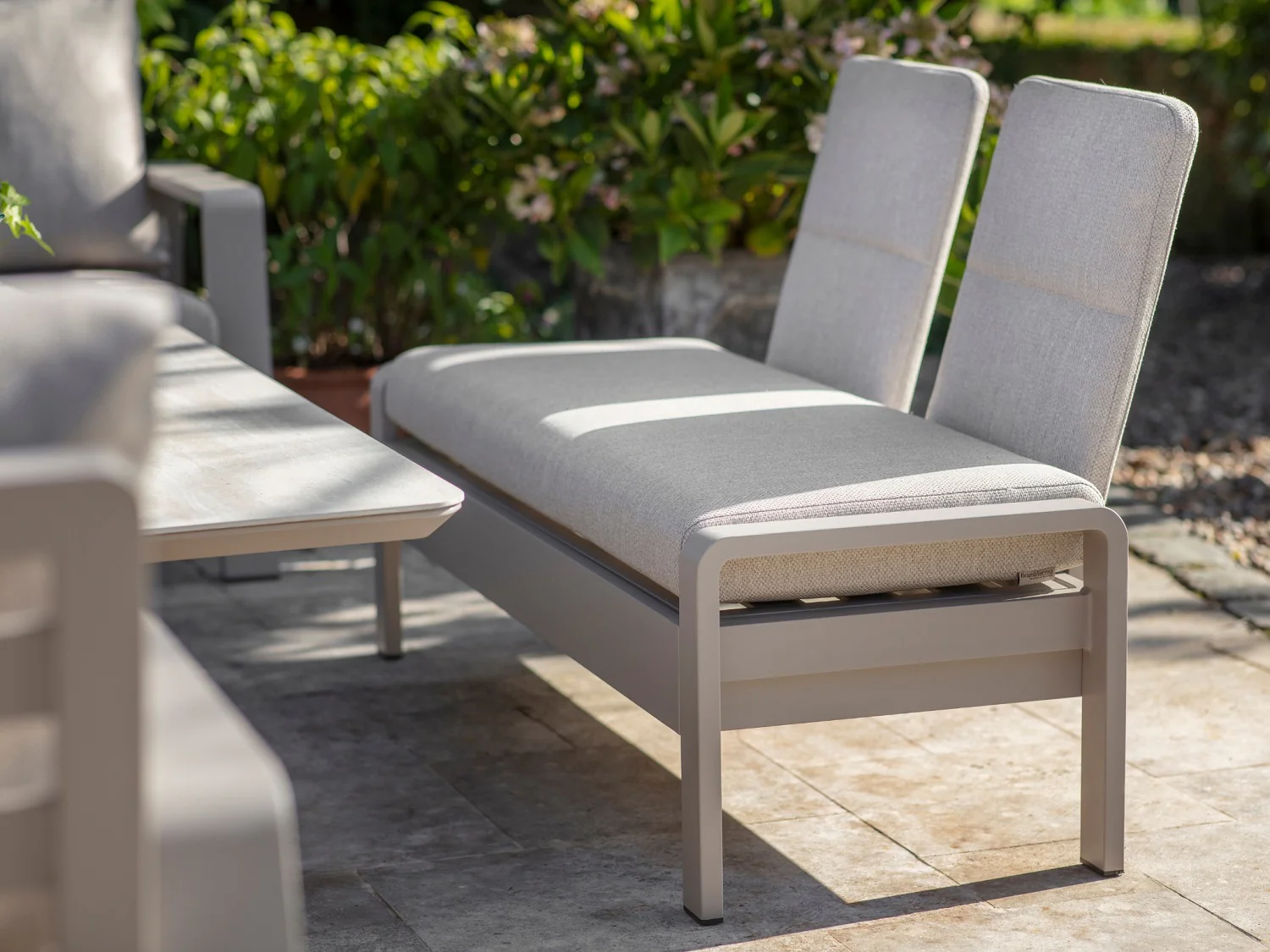 Prague L Shape Sofa with Piston Adjustable Rectangle Table, Bench & Chair - Latte - Image 5