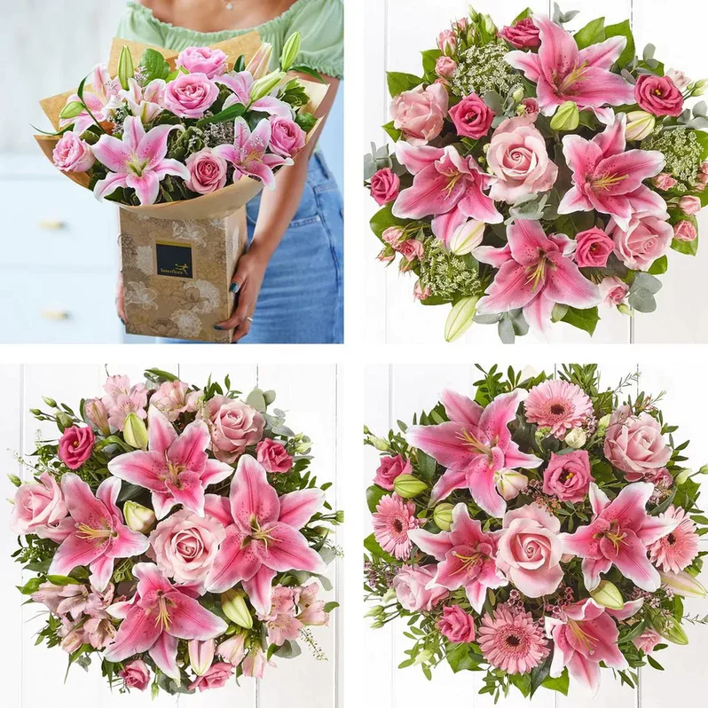 Pretty Pink Rose and Lily Bouquet - Image 2