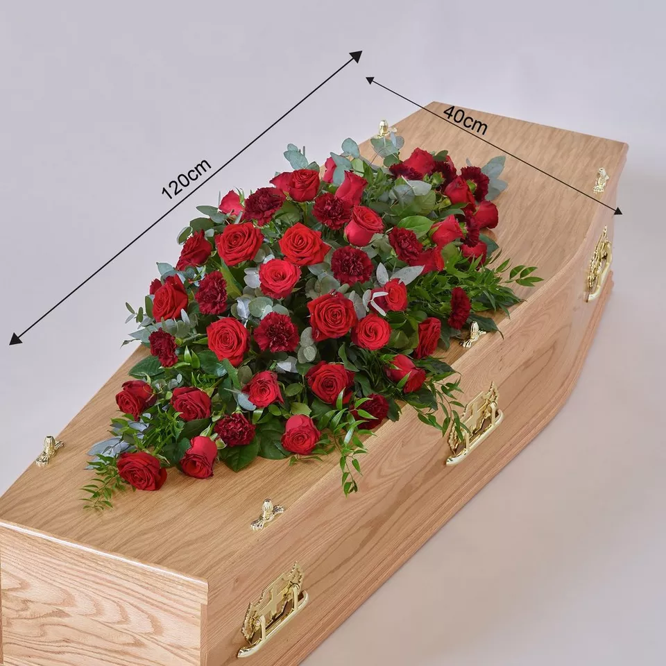 Rose and Carnation Casket Spray - Red - Image 2