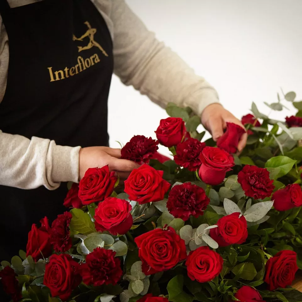 Rose and Carnation Casket Spray - Red - Image 3