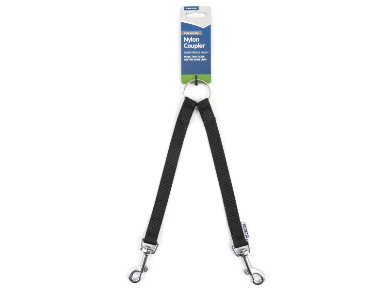Ancol Sewn Nylon Black Coupler 19mm