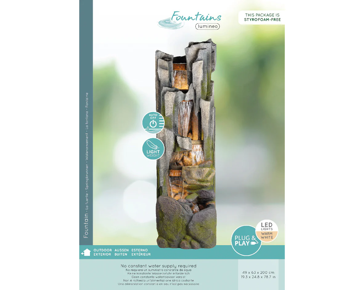 Tall Cascading Rock Garden Water Feature - 200cm - Image 2
