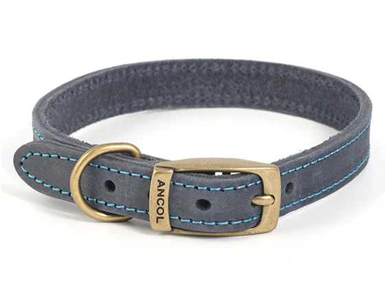 Ancol Timberwolf Leather Collar Blue 39-48cm Size 5