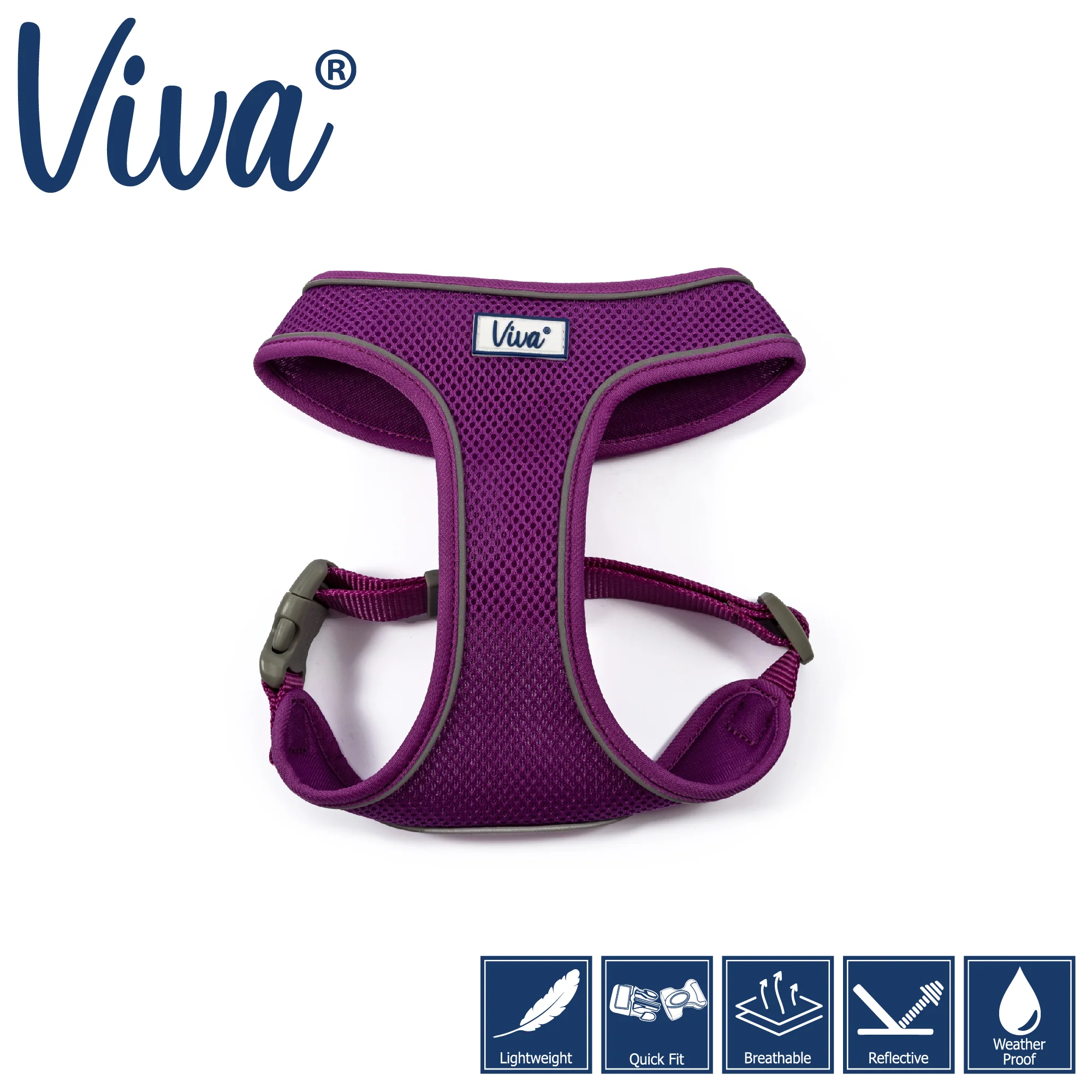 Ancol Viva Confort Mesh Dog Harness Pruple Medium (44-57cm Chest)